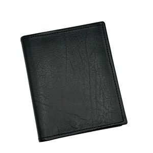 Salvatori Mens Black Shrunken Cowhide Leather Bifold Wallet Yellow Interior